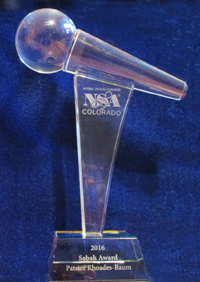 Patrice Rhoades-Baum is awarded the NSA/Colorado "Sabah Award"